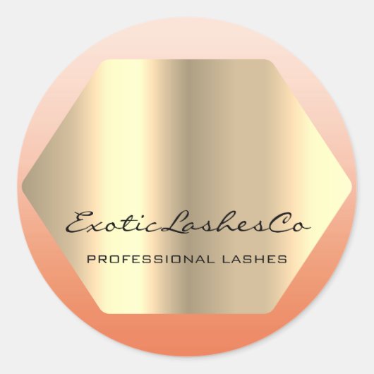 Zwart Goud Make-up Minimale Wimpers Brows PEACH Ronde Sticker (Voorkant)