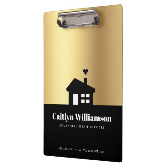Zwart Goud Makelaar Agent Modern Huis Klembord (Links)