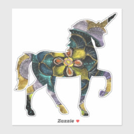 Zwart & Goud Mandala Eenhoorn Kunst Sticker