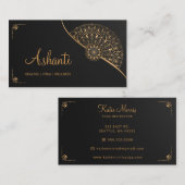 Zwart Goud Mandala Elegant Modern Visitekaartje (Voorkant / Achterkant)