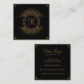 Zwart Goud Mandala Elegante Yoga Instructeur Vierkante Visitekaartje (Voorkant / Achterkant)