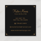 Zwart Goud Mandala Elegante Yoga Instructeur Vierkante Visitekaartje (Achterkant)