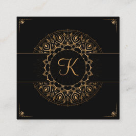 Zwart Goud Mandala Elegante Yoga Instructeur Vierkante Visitekaartje