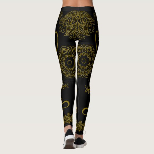 Zwart/Goud Mandala Leggings (Achterkant)