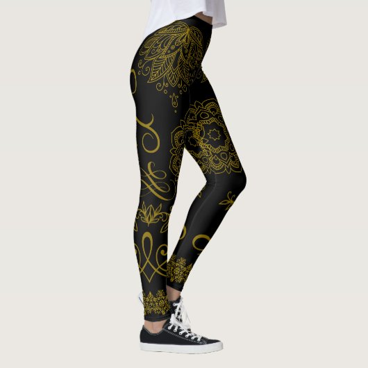 Zwart/Goud Mandala Leggings (Rechts)
