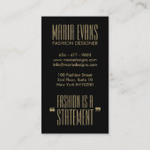 zwart goud mannequin chique mode visitekaartje (Achterkant)