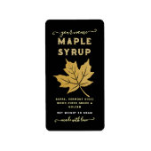 Zwart & Goud Maple Leaf Maple Syrup Verticaal Labe Etiket (Voorkant)