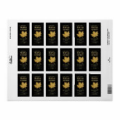 Zwart & Goud Maple Leaf Maple Syrup Verticaal Labe Etiket (Full Sheet)