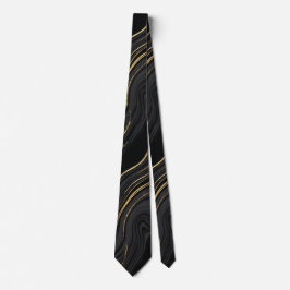 Zwart & Goud Marmer Abstract Stropdas