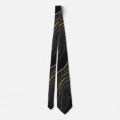 Zwart & Goud Marmer Abstract Stropdas (Achterkant)