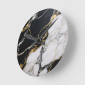 Zwart Goud Marmer Aders Luxe Abstract Ronde Klok (Hoek)