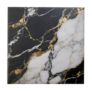 Zwart Goud Marmer Aders Luxe Abstract Tegeltje