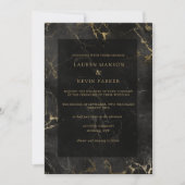 Zwart goud marmer agaat bruiloft kaart (Voorkant)