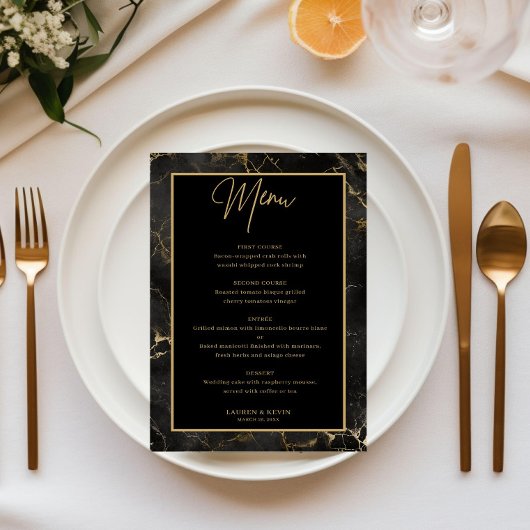 Zwart goud marmer agaat menu kaart