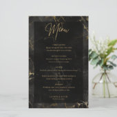 Zwart goud marmer agaat menu kaart (Staand voorkant)