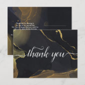 Zwart & Goud Marmer Bedankt Briefkaart (Voorkant / Achterkant)