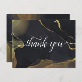Zwart & Goud Marmer Bedankt Postcard Briefkaart (Voorkant / Achterkant)