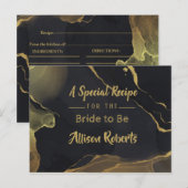 Zwart & Goud Marmer Bruidsdouche Postkaart (Voorkant / Achterkant)