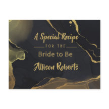 Zwart & Goud Marmer Bruidsdouche Uitnodigingskaart