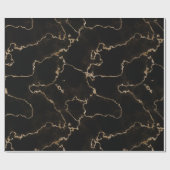 Zwart, Goud Marmer Cadeaupapier (Vlak)