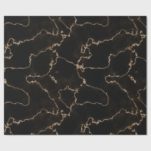 Zwart, Goud Marmer Cadeaupapier (Vlak)