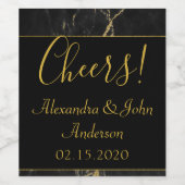 Zwart & Goud Marmer Cheers Wijnlabel Wijn Etiket (Enkel label)