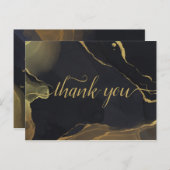 Zwart & Goud Marmer Dank u Postkaart (Voorkant / Achterkant)