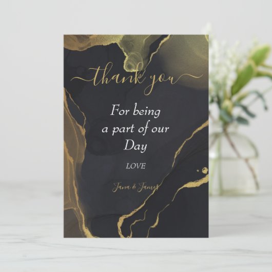 zwart & Goud Marmer dank u uitnodiging (Staand voorkant)
