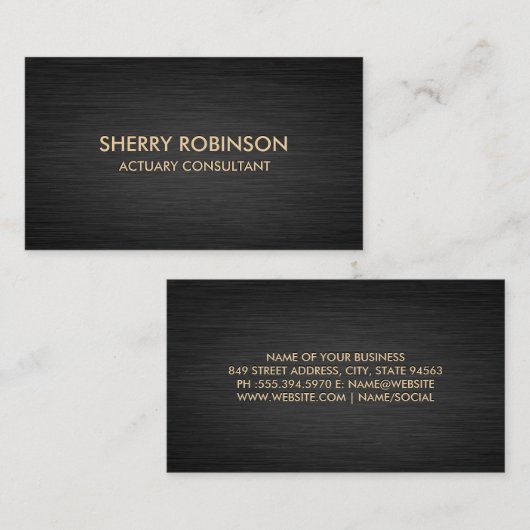 Zwart Goud Marmer | Donker Metallic geborsteld Visitekaartje (Voorkant / Achterkant)