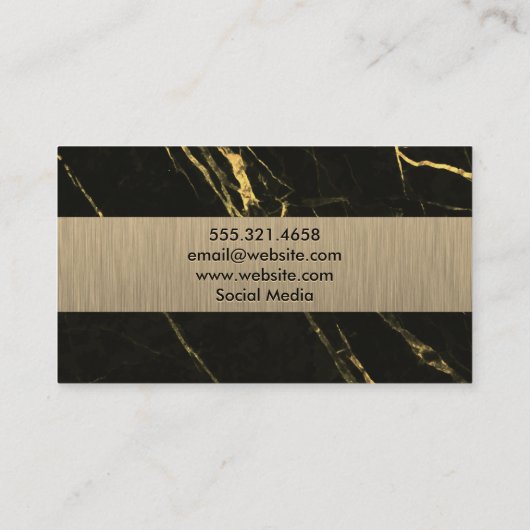 Zwart Goud Marmer | Donker Metallic geborsteld Visitekaartje (Achterkant)