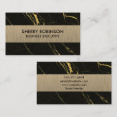 Zwart Goud Marmer | Donker Metallic geborsteld Visitekaartje (Voorkant / Achterkant)