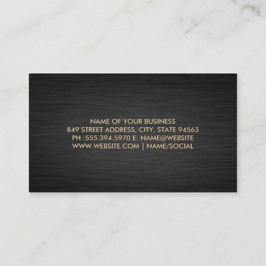 Zwart Goud Marmer | Donker Metallic Geborsteld Visitekaartje (Achterkant)