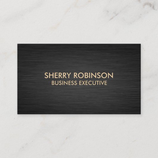 Zwart Goud Marmer | Donker Metallic Geborsteld Visitekaartje (Voorkant)