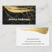 Zwart Goud Marmer | Geborsteld goud | Lux Visitekaartje (Voorkant / Achterkant)
