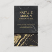 Zwart goud marmer | Gegraveerde monogram Visitekaartje (Achterkant)