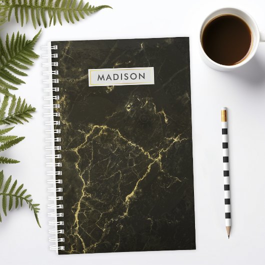 Zwart Goud Marmer Gepersonaliseerde Zakelijk Planner