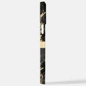 Zwart & Goud Marmer, Gouden Bar, Wit Naam Monogram iPhone Hoesje (Rechterkant)