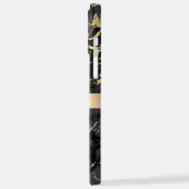 Zwart & Goud Marmer, Gouden Bar, Wit Naam Monogram iPhone Hoesje (Linkerkant)