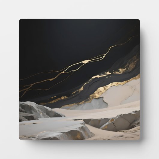 Zwart Goud Marmer Landschap Fotoplaat (Voorkant)