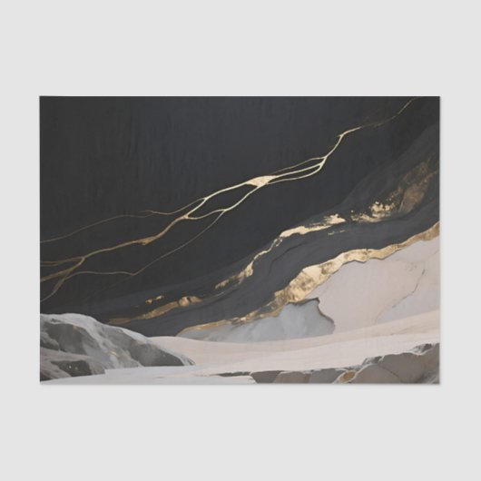 Zwart Goud Marmer Landschap Tissuepapier (Voorkant)