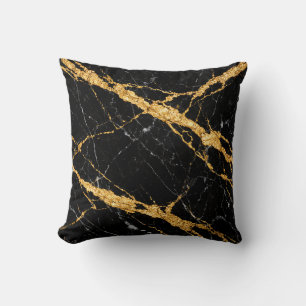 Zwart Goud Marmer Luxe Patroon Kussen