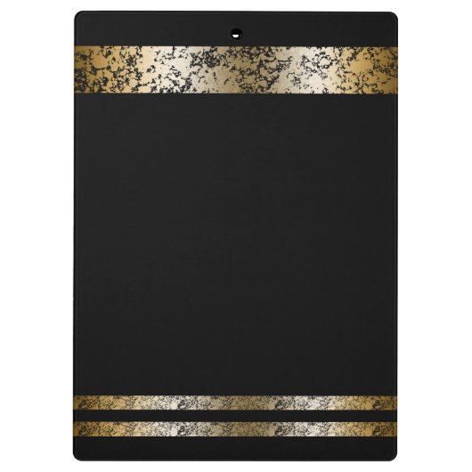 Zwart & Goud Marmer Moderne Mode Gepersonaliseerd Klembord (Achterkant)
