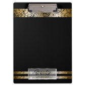 Zwart & Goud Marmer Moderne Mode Gepersonaliseerd Klembord (Voorkant)