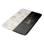 Zwart Goud & Marmer Monogram Elegante Luxe Badmat (Gekanteld)