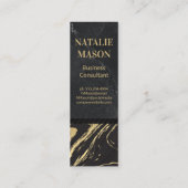 Zwart Goud Marmer | Monogram gegraveerd Mini Visitekaartje (Achterkant)