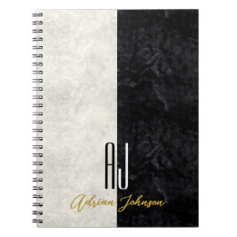 Zwart Goud Marmer Monogram Notitieboek Journaal