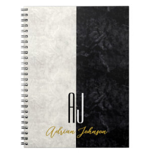 Zwart Goud Marmer Monogram Notitieboek Journaal
