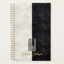 Zwart Goud Marmer Monogram Planner Journaal