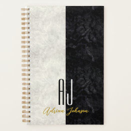 Zwart Goud Marmer Monogram Planner Journaal