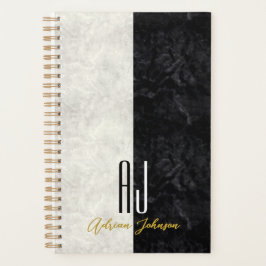 Zwart Goud Marmer Monogram Planner Journaal